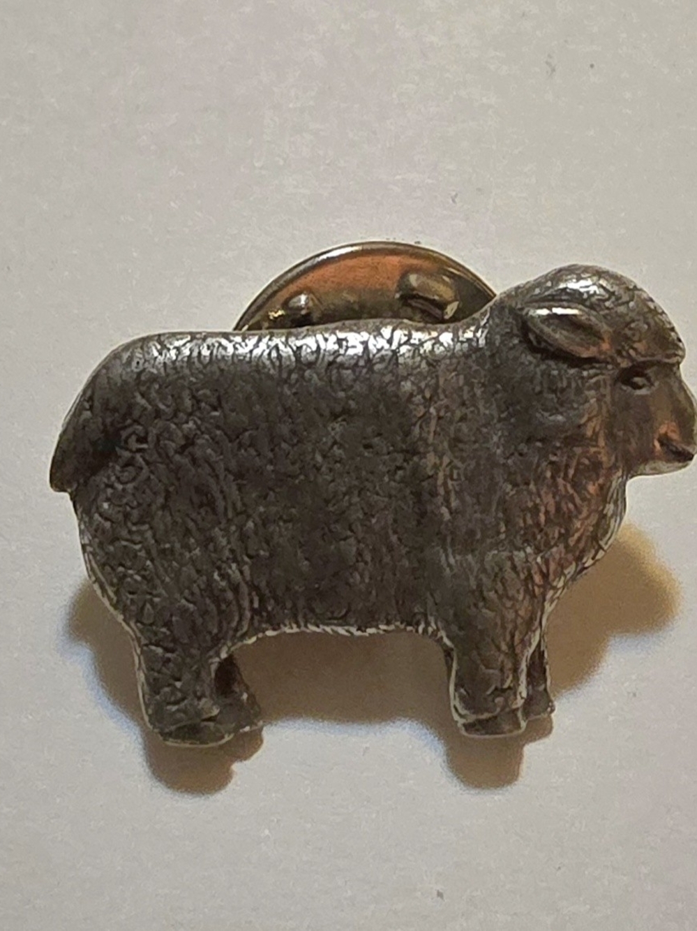 Pewter Sheep Lapel Tie Tac Clutch Pin Silver Tone Farm Animal Brooch